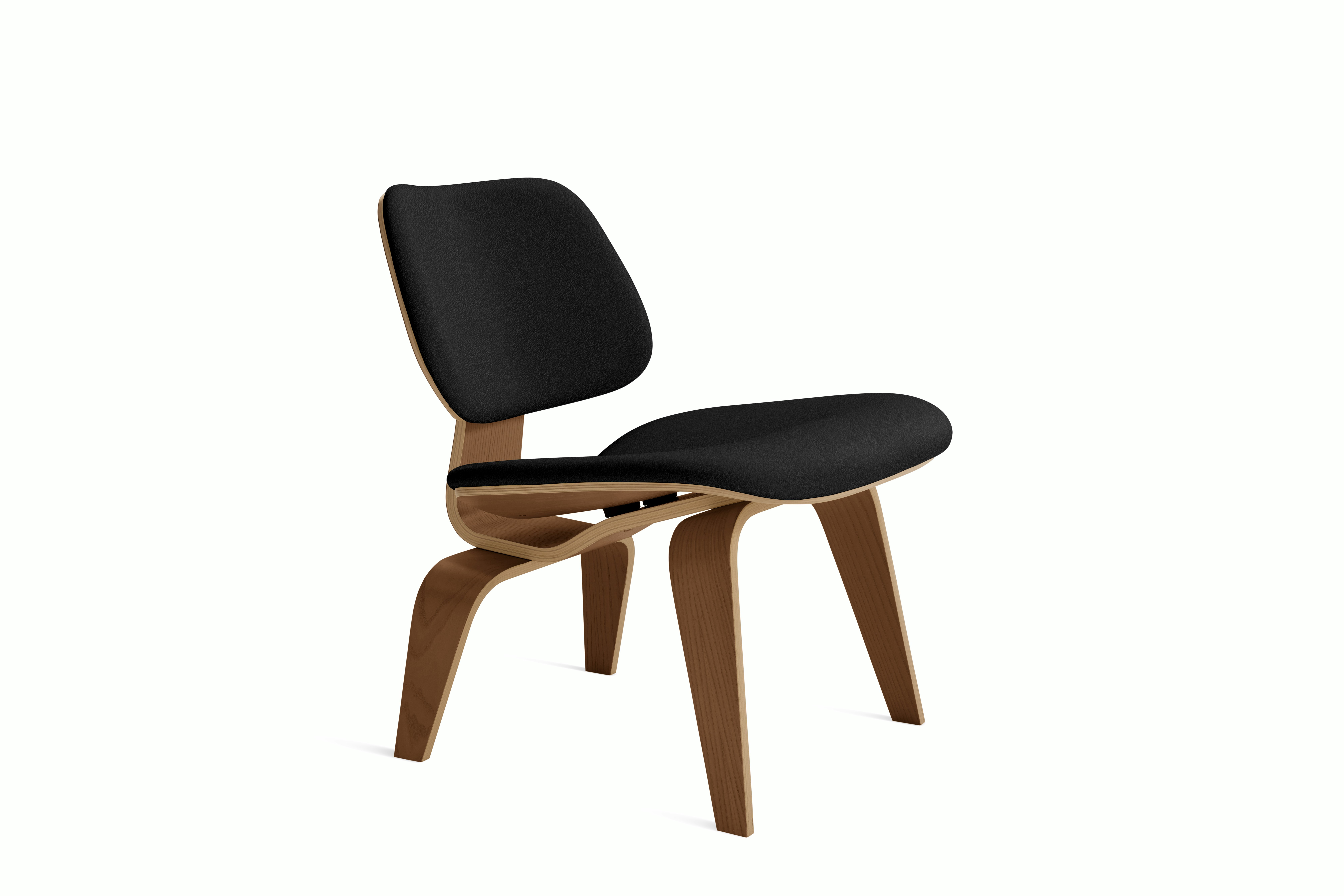 Eames Molded Plywood Lounge Chair Wood Base (LCW) - Upholstered,  Ebony,  Isa,  Bashful