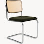 Cesca Side Chair - Caned/Ebonized Beech Back,  Upholstered Seat,  Knoll Velvet,  Sage