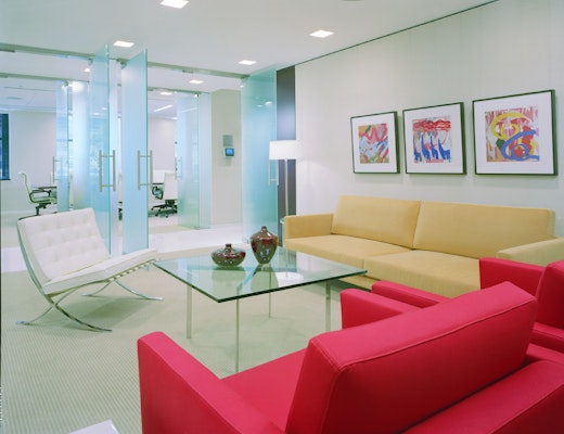 Divina Collection with Barcelona Table and Chair Divina Collection with red upholstery and Barcelona Table and Chair