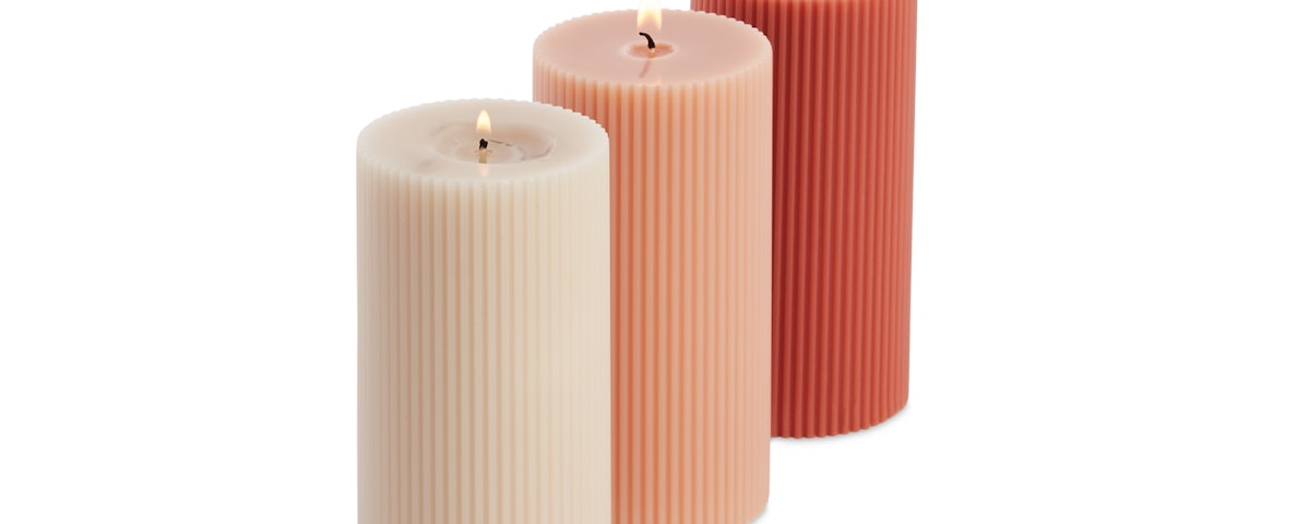 Ribbed Pillar Candle Outlet