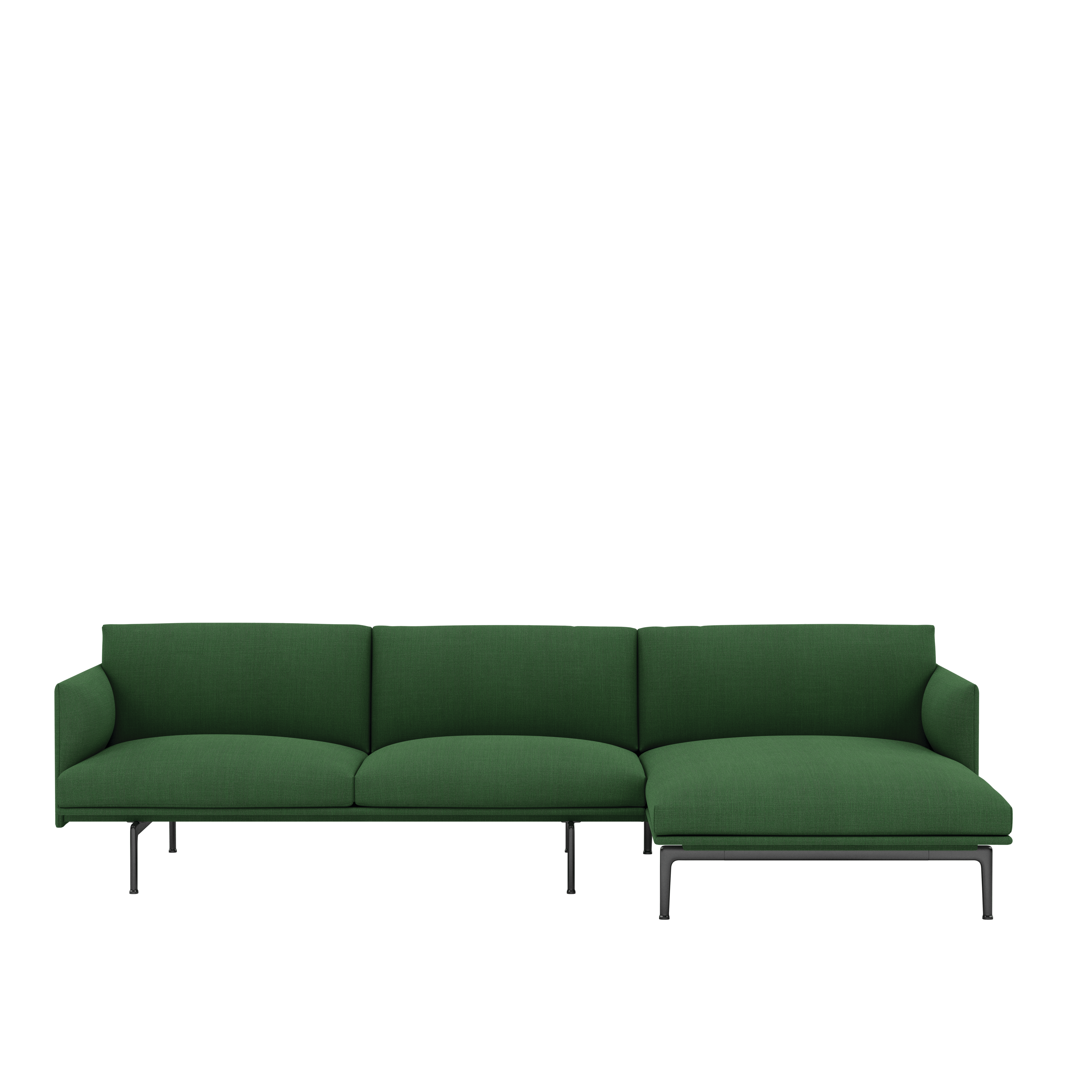 Outline Sectional Chaise - Right - Remix, 982 Dark Green