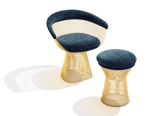 Platner Gold: Platner Arm Chair and Platner Stool warren platner gold collection 50th anniversary 18k gold plate arm chair stool