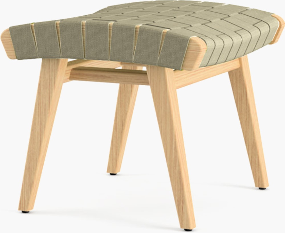 Risom Ottoman - Antique Beige Sunbrella, Maple