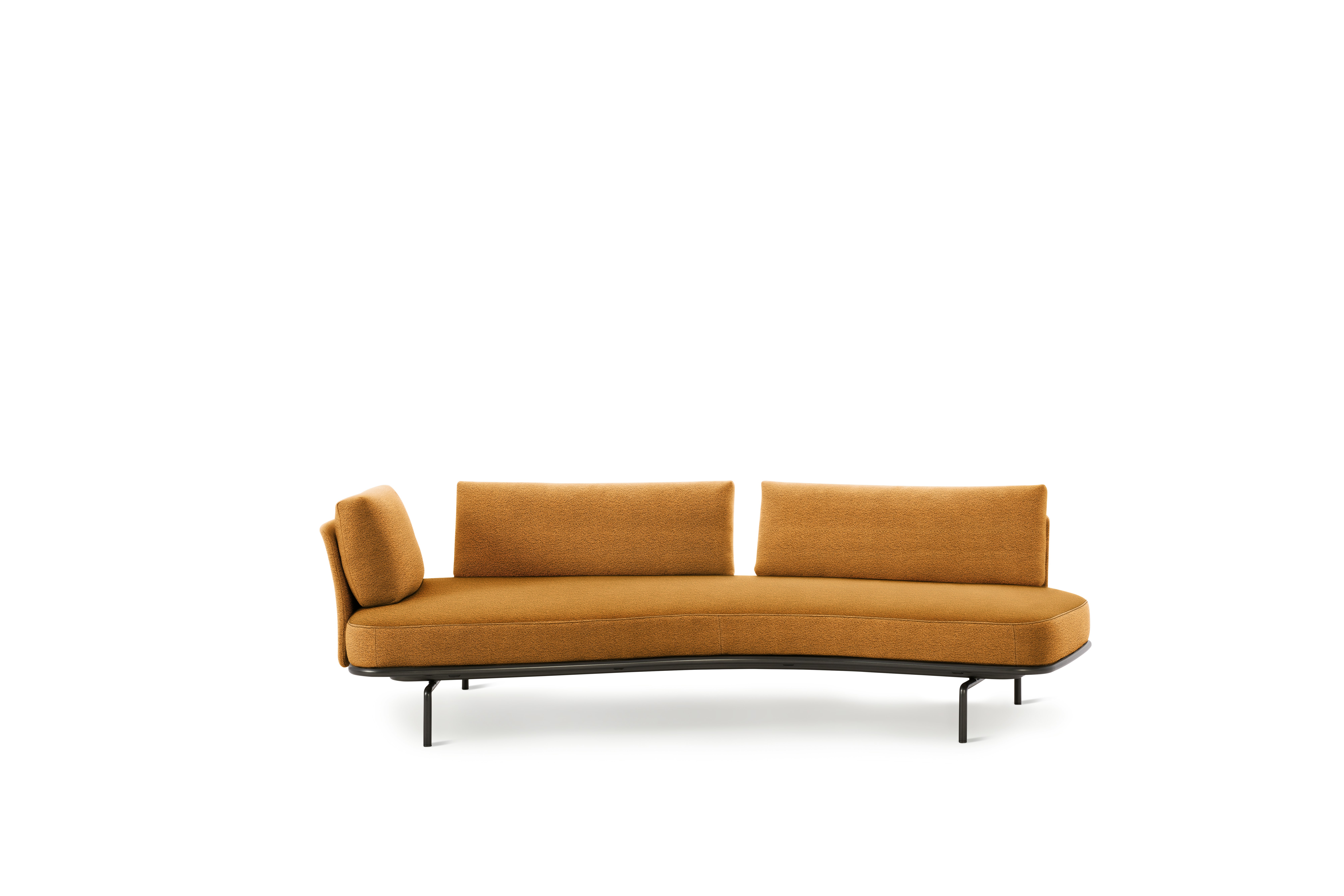 Panoramic Sofa - Left,  Small / Double Large,  Curly,  Mustard,  Charcoal