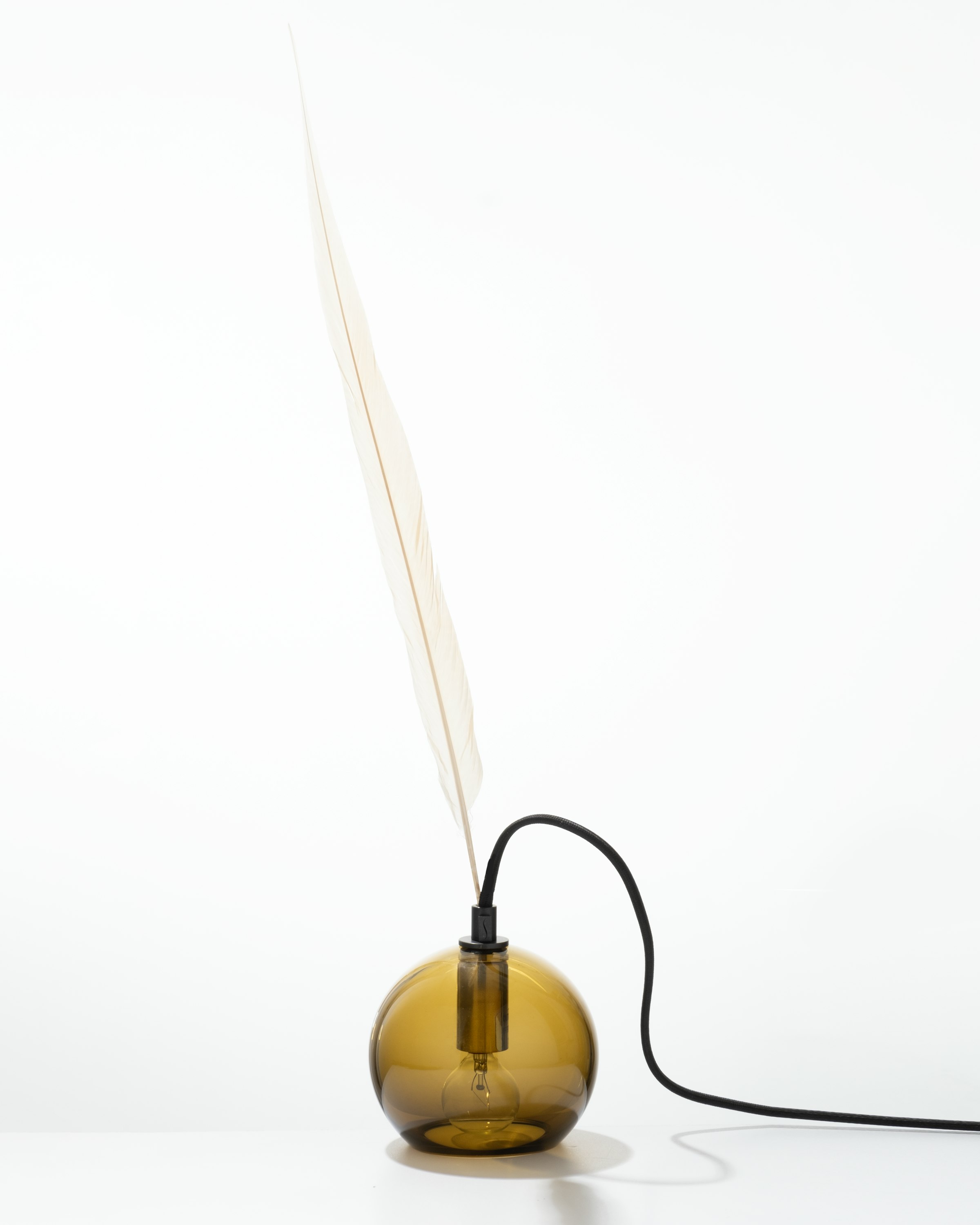 The Smoky Feather Table Lamp - 4.5inch, Ivory Feather