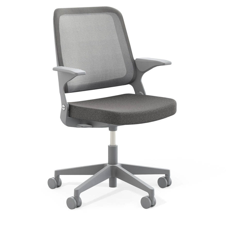 Ollo Chair - Arms, Gunmetal, Gunmetal, Medium Grey, Plastic, Soft Casters