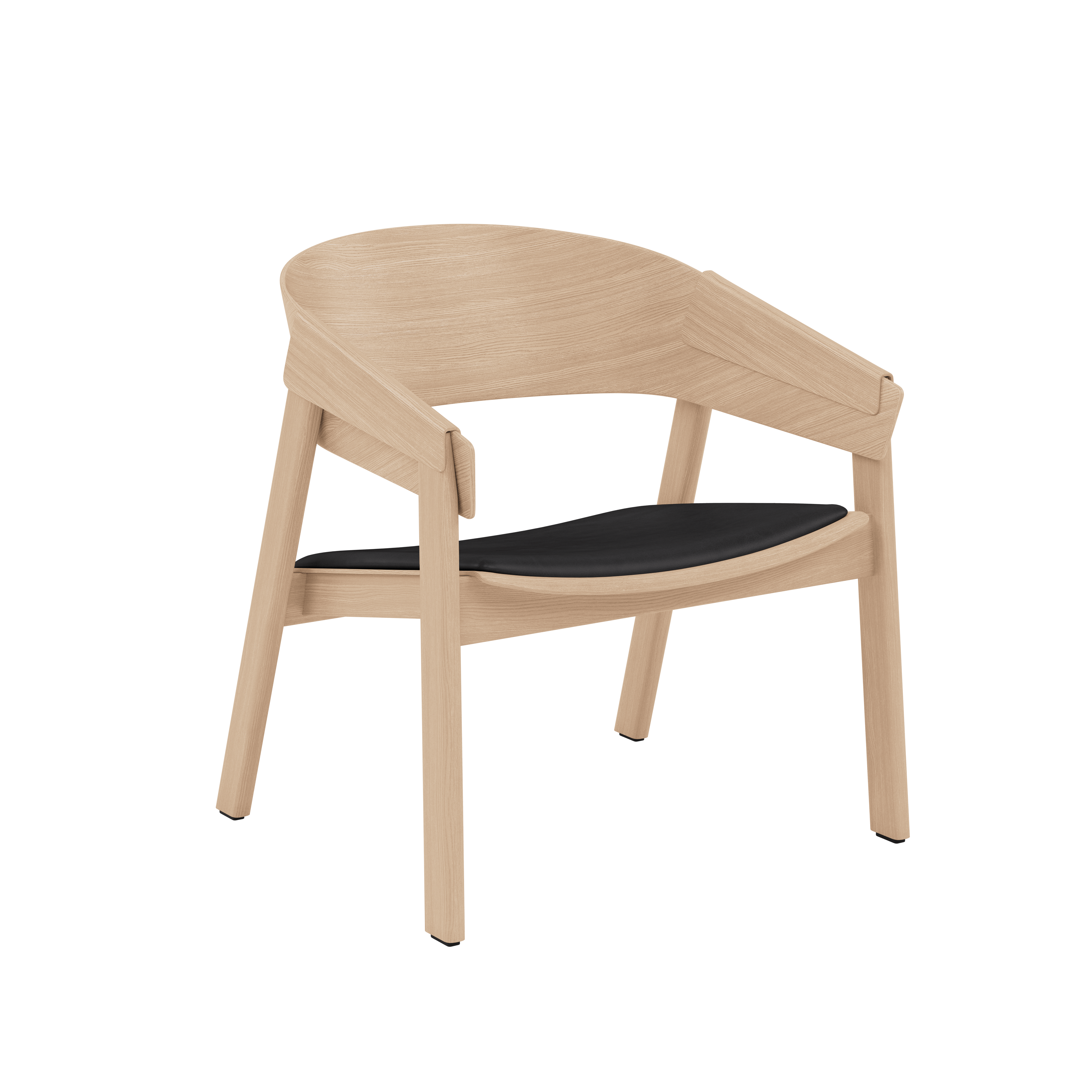 Cover Lounge Chair, oak, Refine leather Black