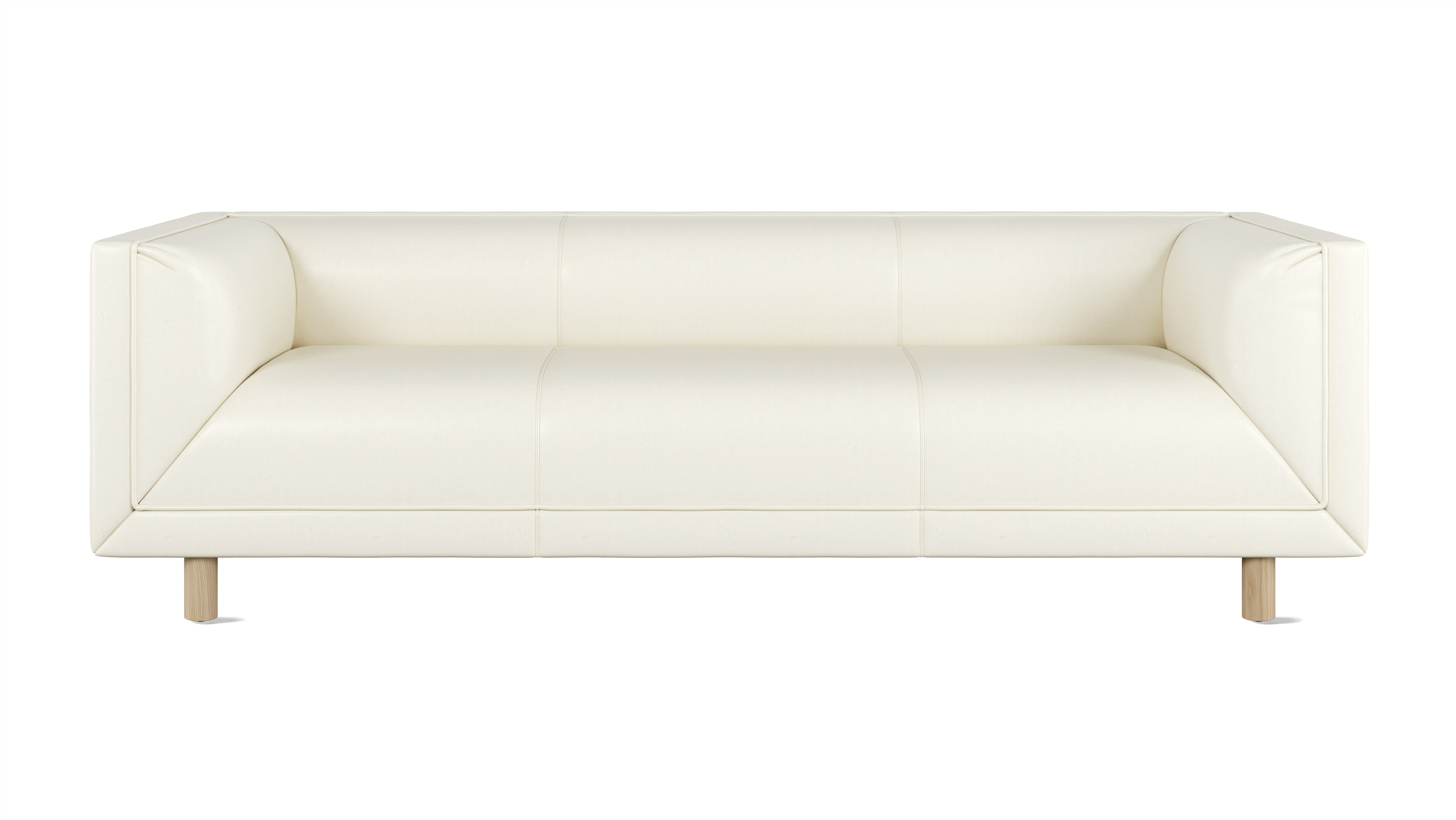 Rolled Arm Sofa 84,  Prone Leather,  Lotus,  White Ash