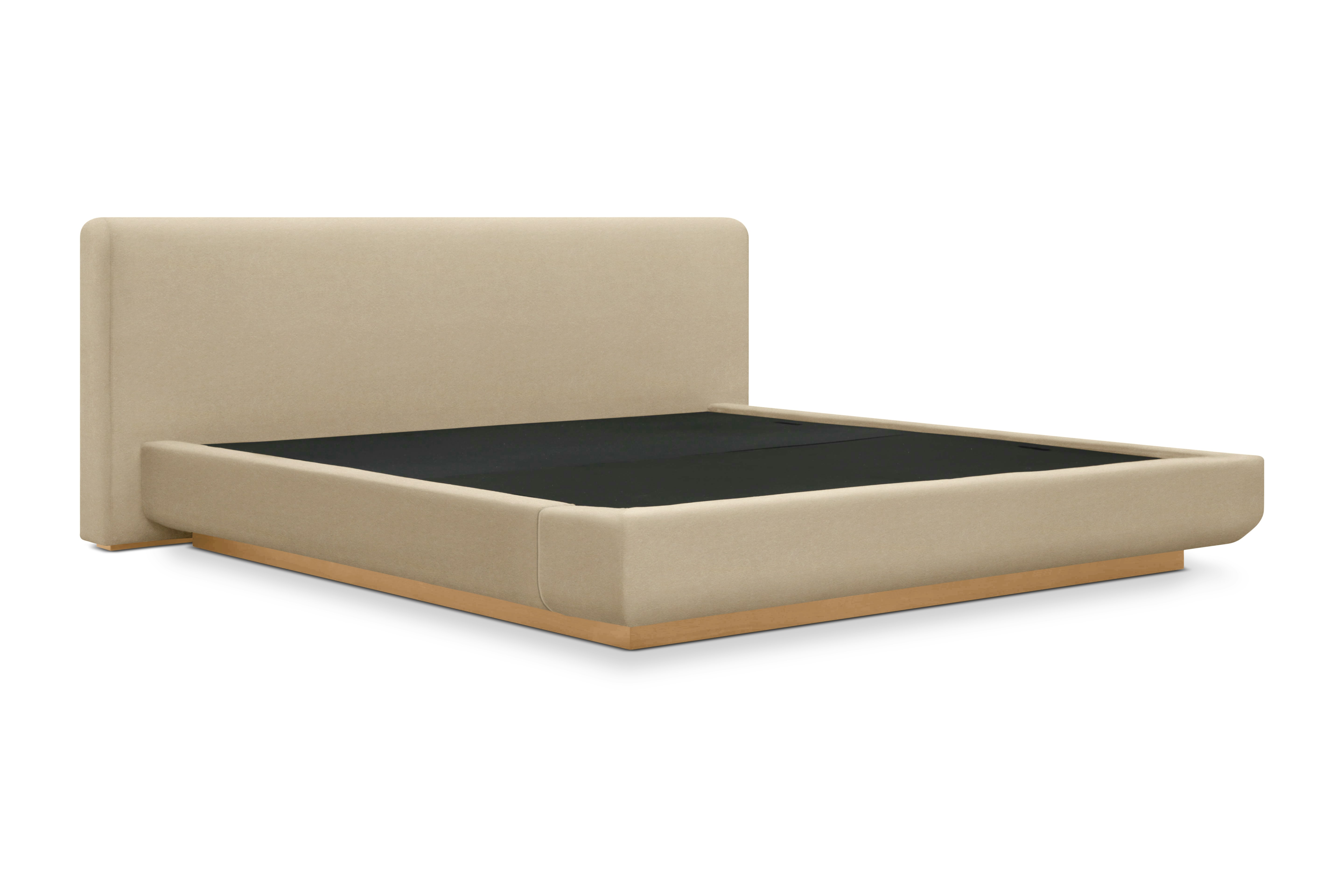 Mesa Bed - Queen in Oak and Marquis Velvet Linen