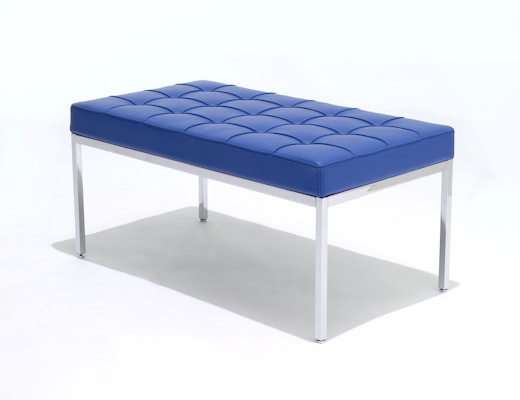 Florence Knoll Bench Florence Knoll Bench in blue leather with chrome base