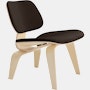 Eames Molded Plywood Lounge Chair Wood Base (LCW) - Upholstered,  White Ash,  Prone Leather,  Java