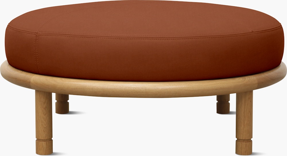 Moreno Ottoman - Round,  Marquis Velvet,  Rust,  Oak
