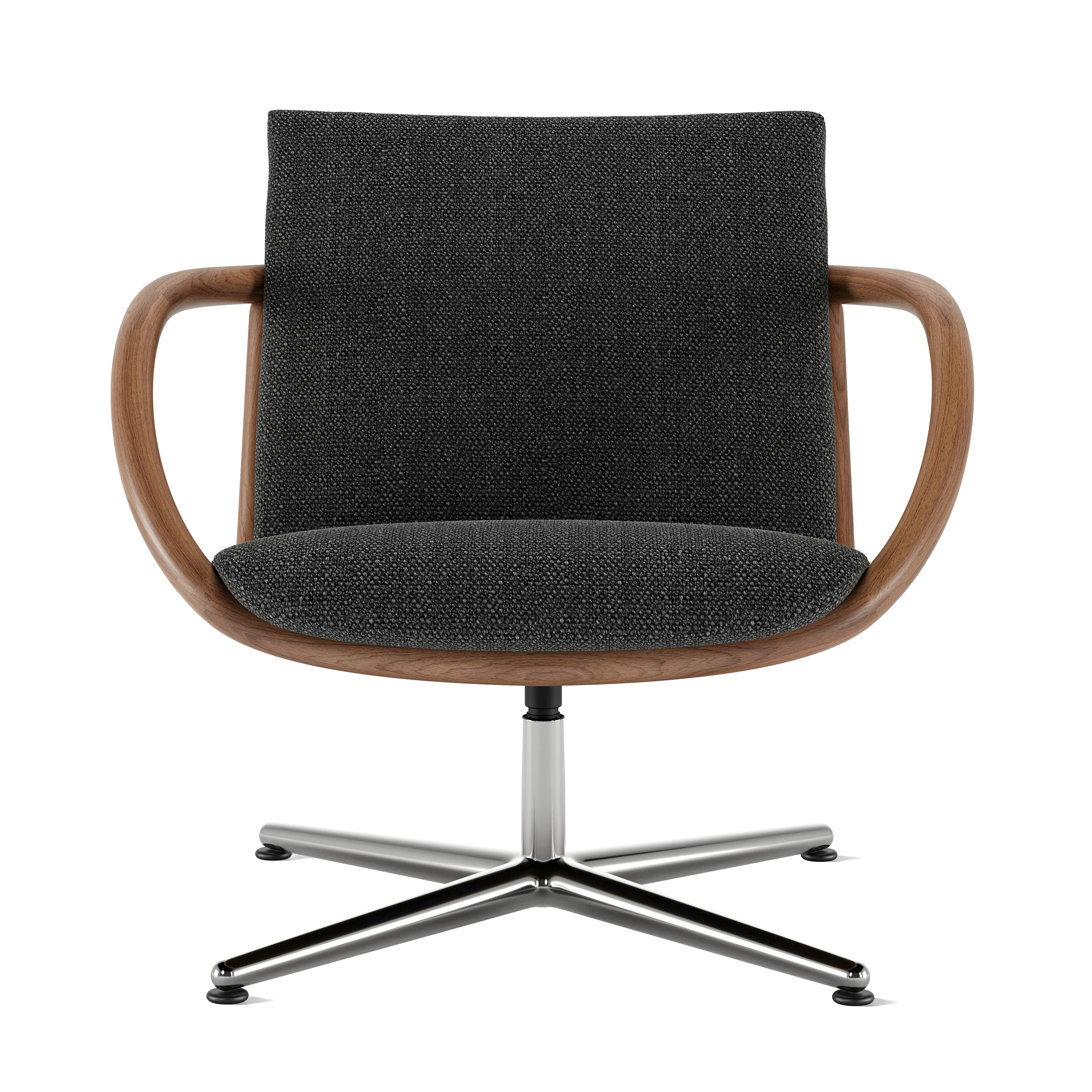 Full Loop Lounge Chair  in Capri  Graphite  with Walnut and Polished Aluminum Frame