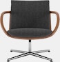 Full Loop Lounge Chair  in Capri  Graphite  with Walnut and Polished Aluminum Frame
