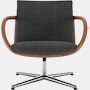Full Loop Lounge Chair  in Capri  Graphite  with Walnut and Polished Aluminum Frame