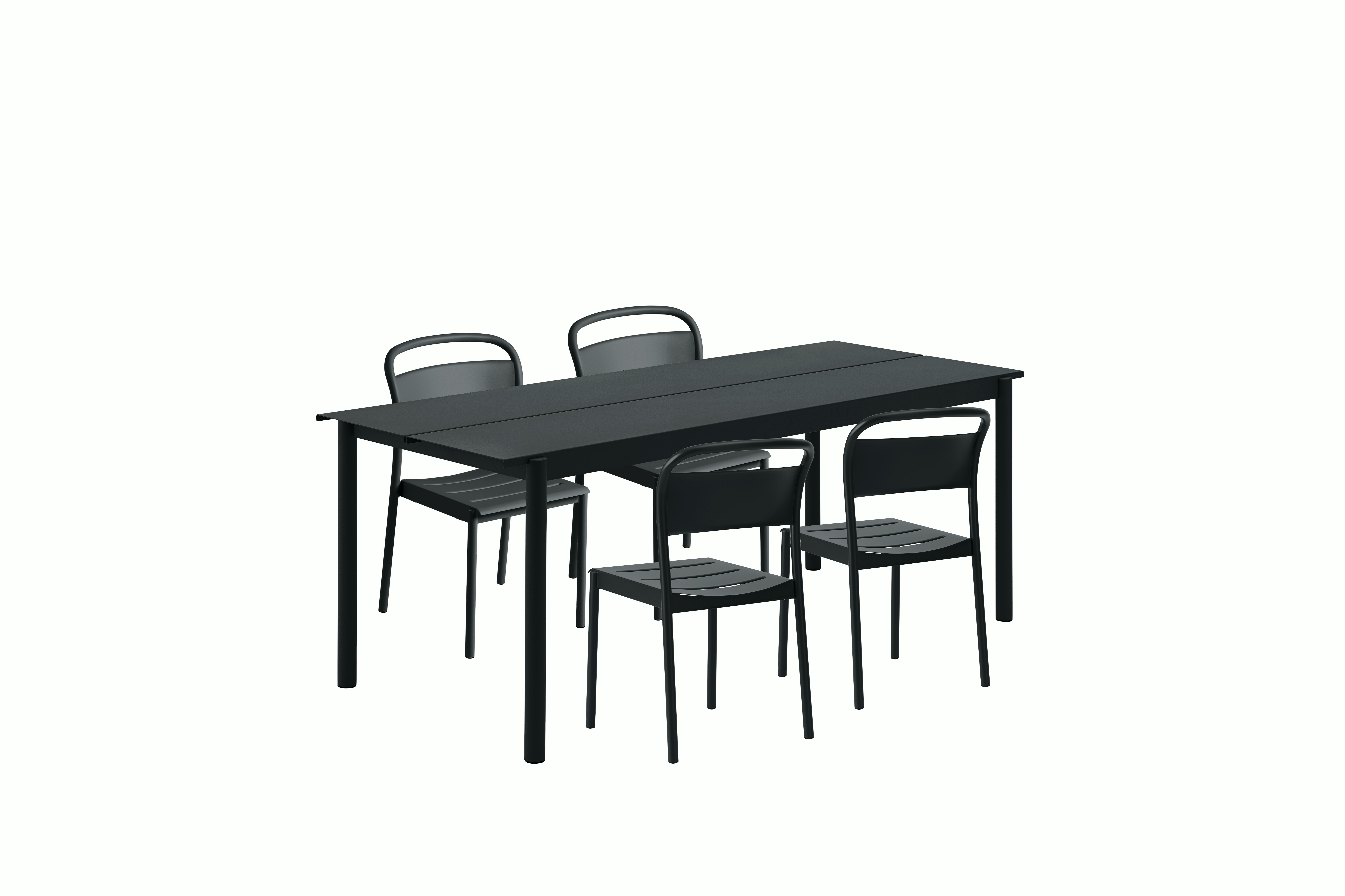 Linear Dining Set - 79" Table & 4 Side Chairs,  Black"