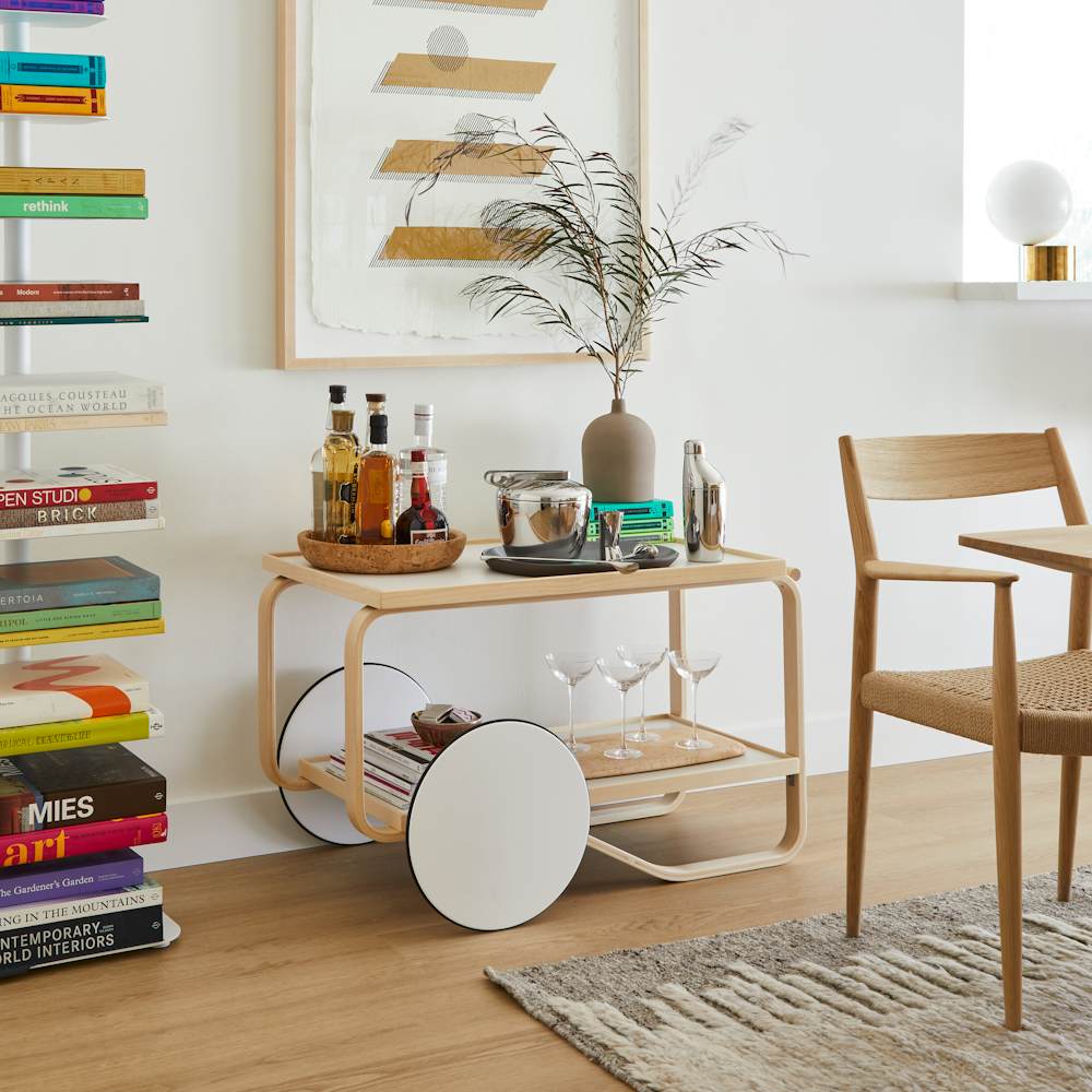 Aalto Tea Trolley,  Block Shop Prints and Story Bookcase at Philip Wang and Helen Wu's residence