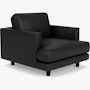 D'Urso Lounge Chair - Volo Leather, Black, Burnt Walnut on Oak