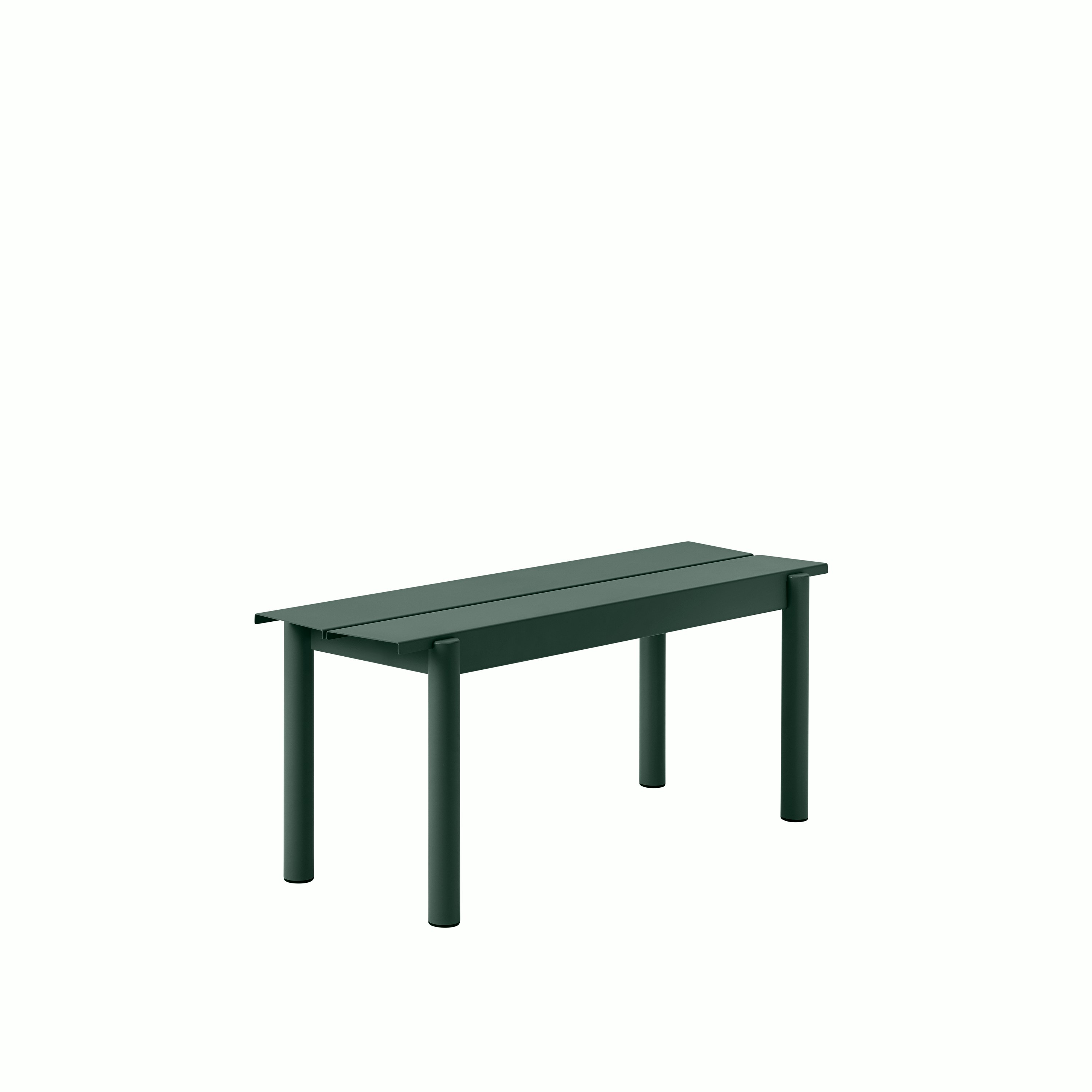 Linear steel outdoor bench 110 dark green Muuto