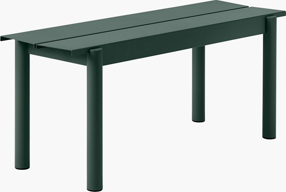 Linear steel outdoor bench 110 dark green Muuto