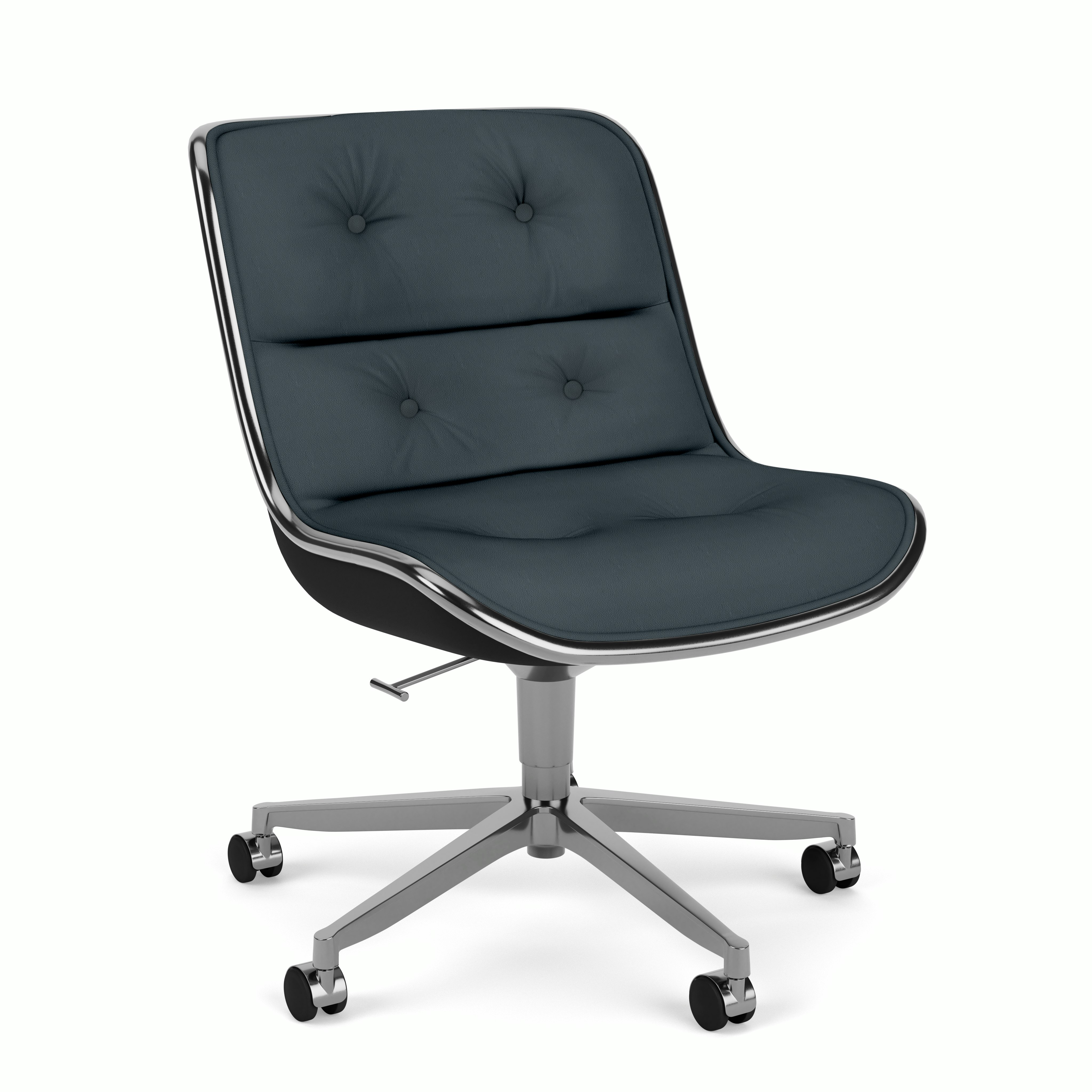 Pollock Executive Side Chair - 5 Star,  Polished Aluminum,  Volo Leather,  Marine Blue