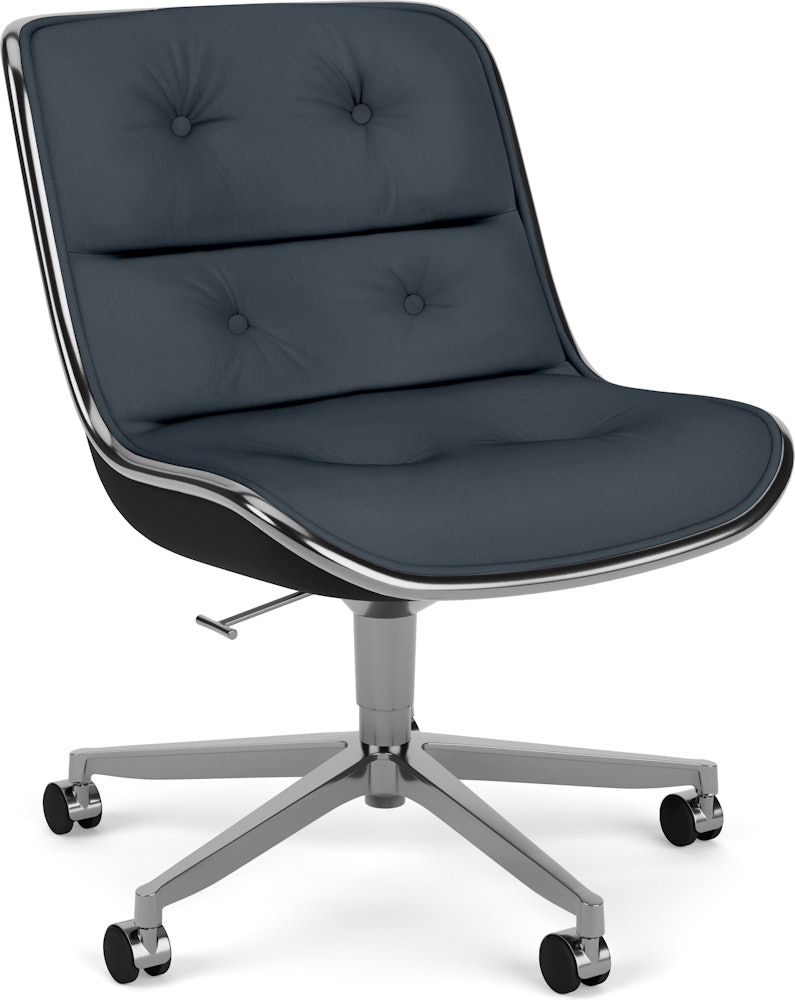 Pollock Executive Side Chair - 5 Star,  Polished Aluminum,  Volo Leather,  Marine Blue