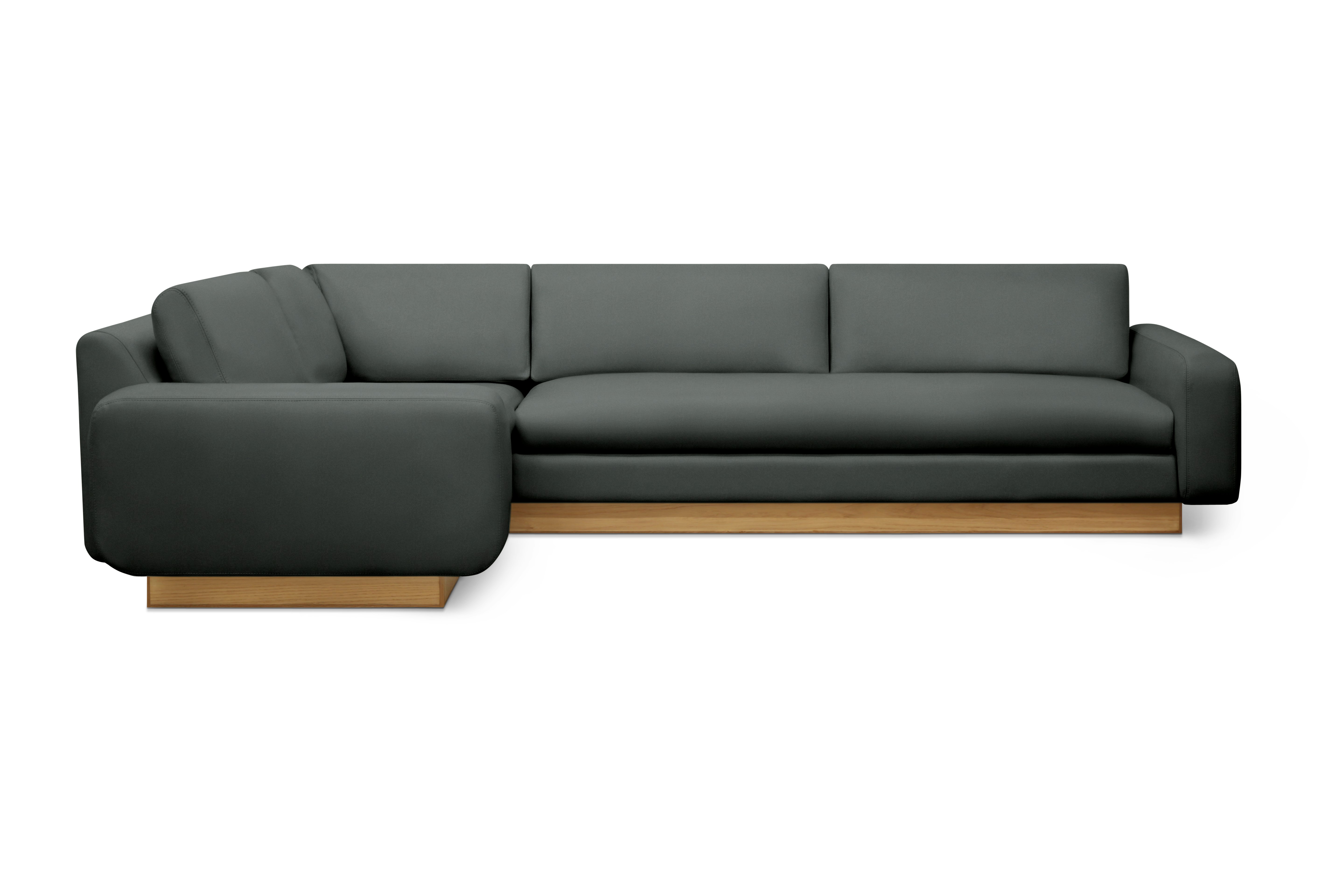 Mesa Corner Sectional - Left,  Marquis Velvet,  Charcoal,  Oak