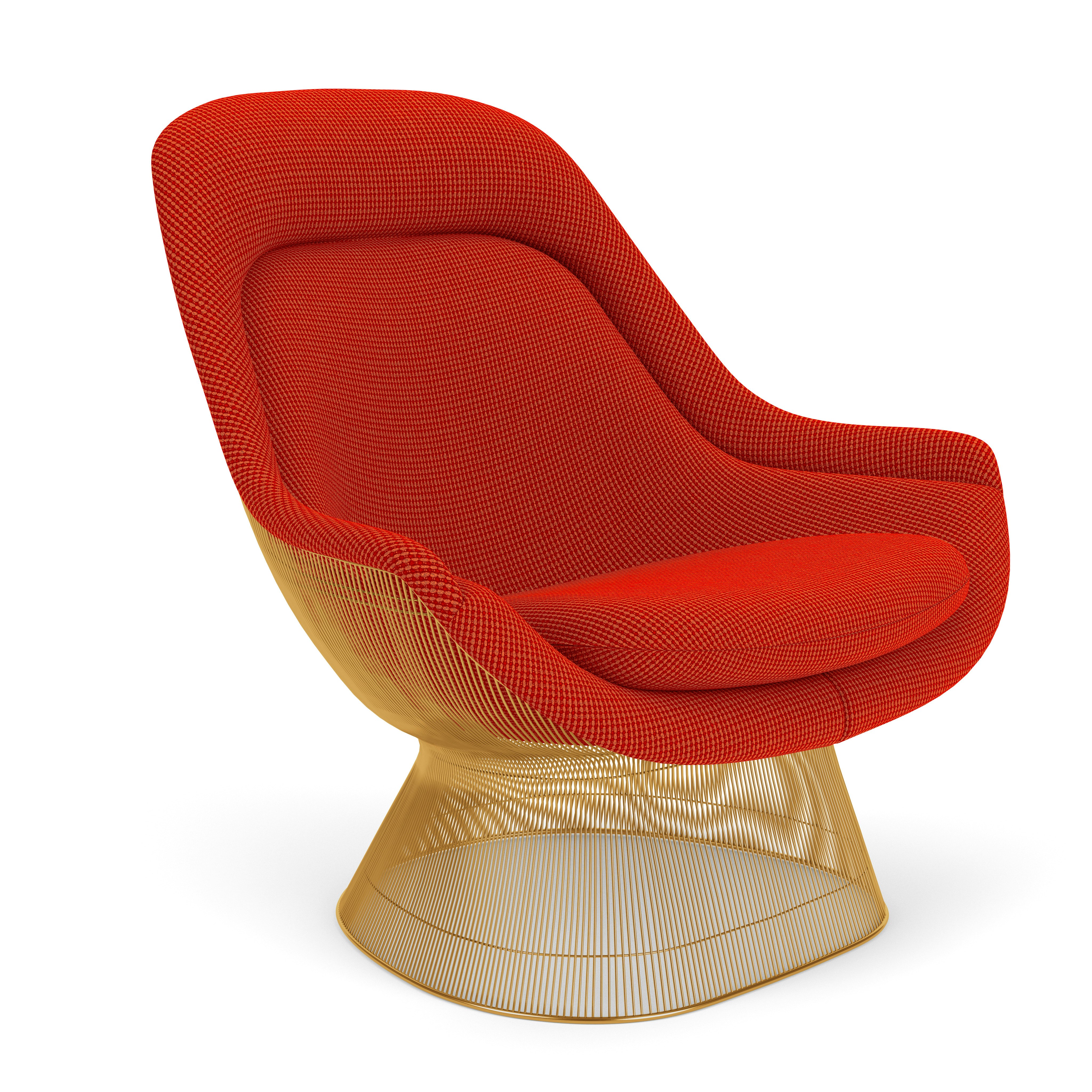 Platner Easy Chair - Gold,  Cato,  Fire Red