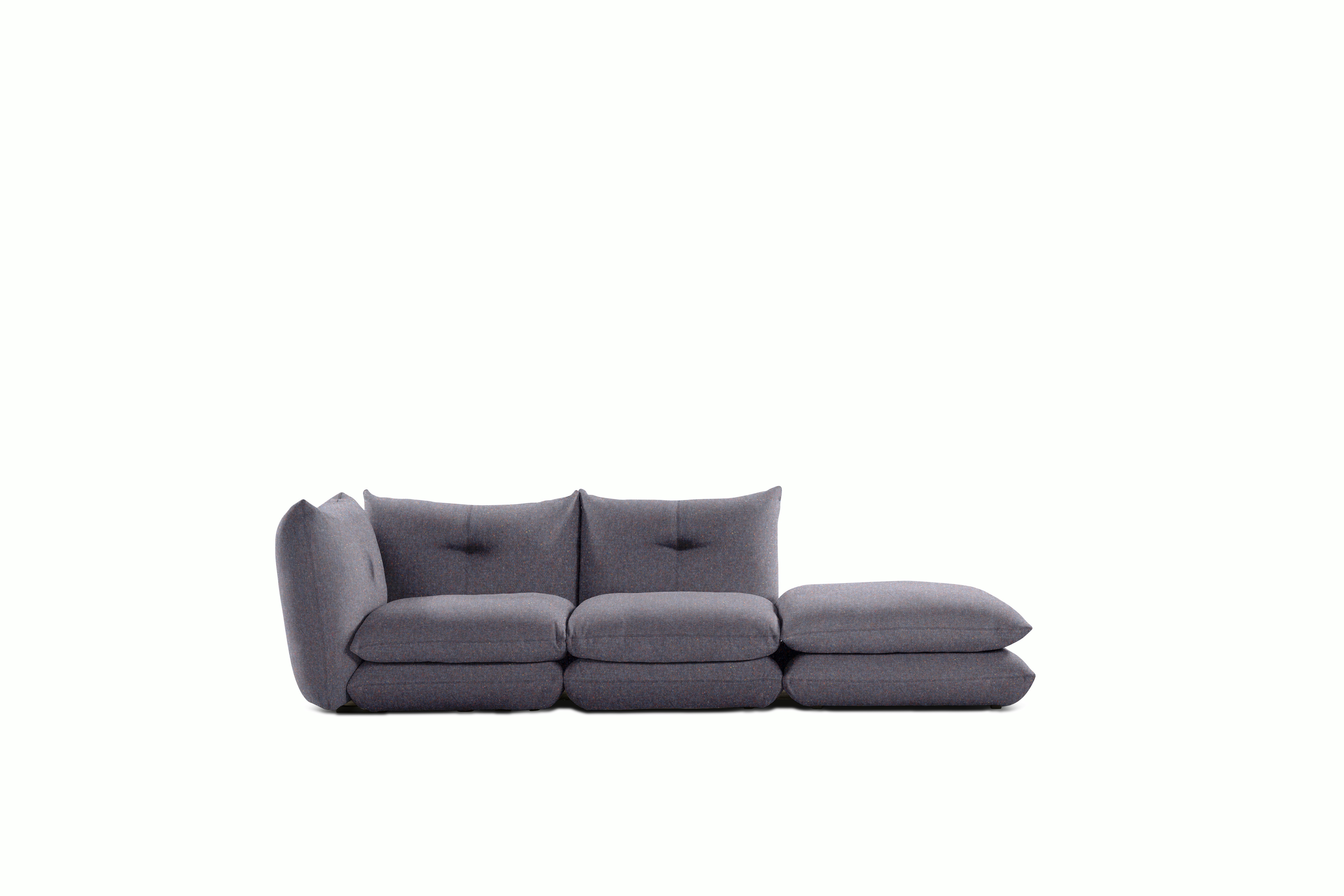 Pillo Sectional -  Left Two Seater with Ottoman Standard or Deep in Buzz Flash