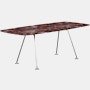 Grasshopper Dining Table - Rectangular,  79",  Polished Rosso Rubino,  Polished Chrome"
