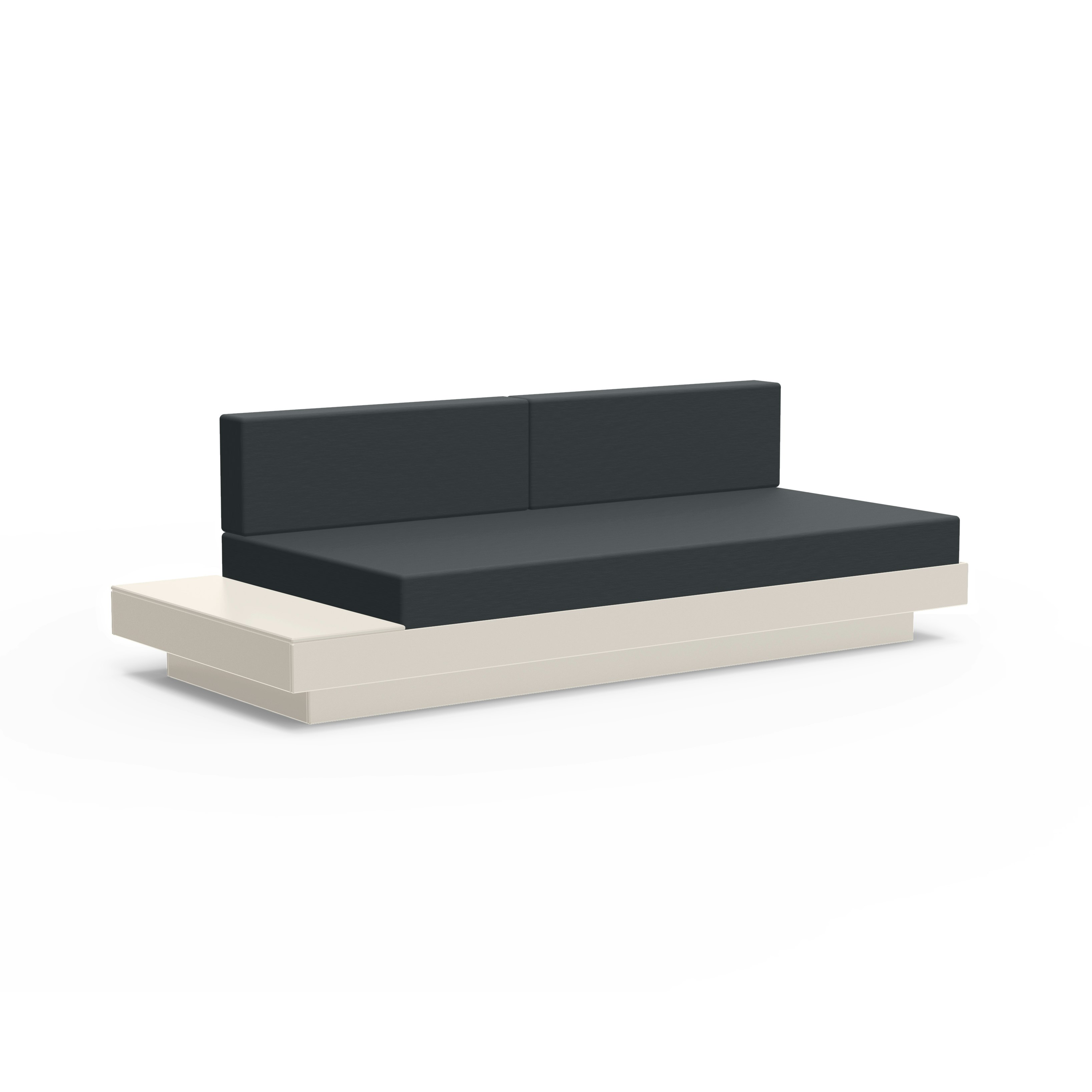 Platform One Sofa with One Table,  Fog Frame,  Charcoal Cushions