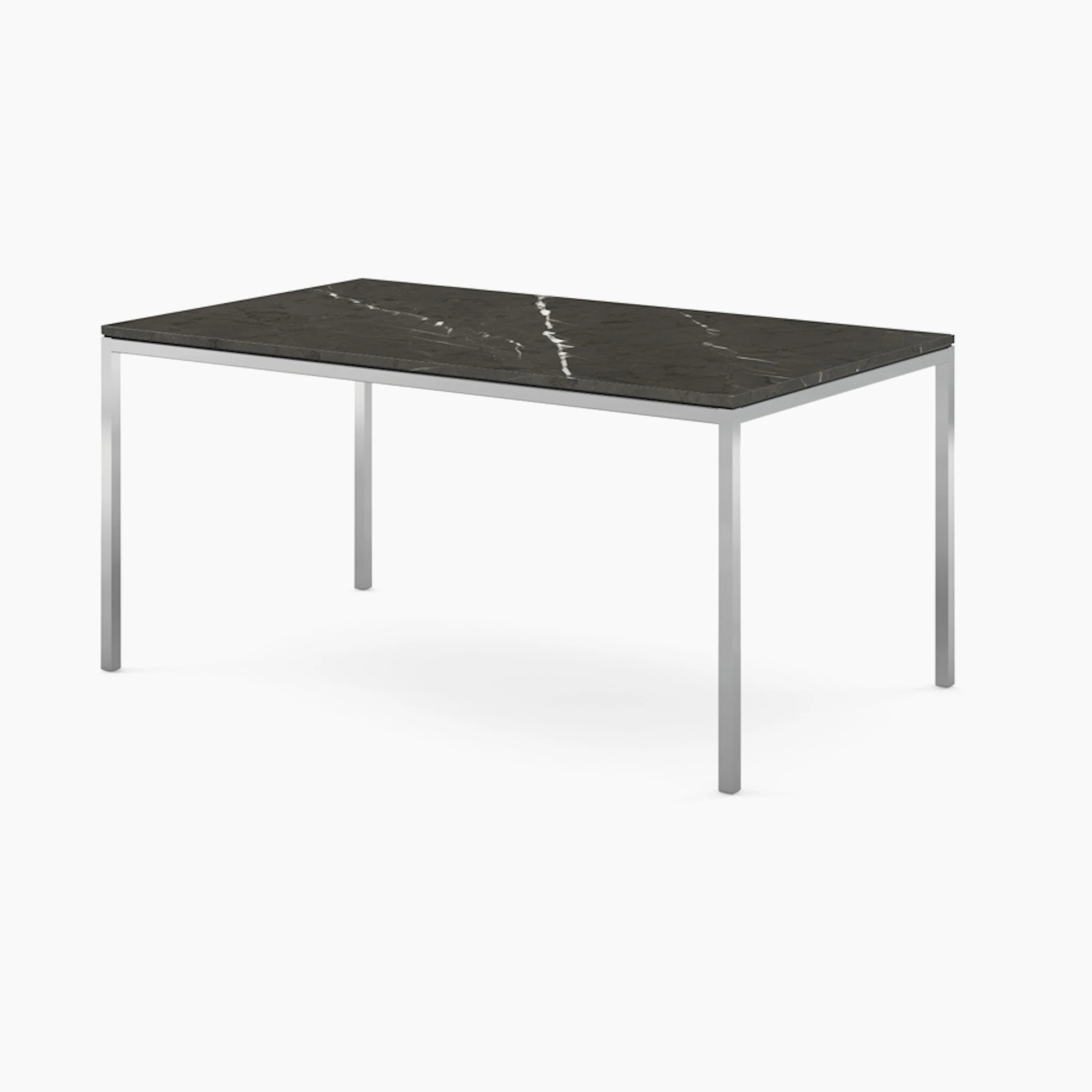 Florence Knoll Table - Rectangle, 60 x 36, Satin Grigio Marquina, Polished Chrome
