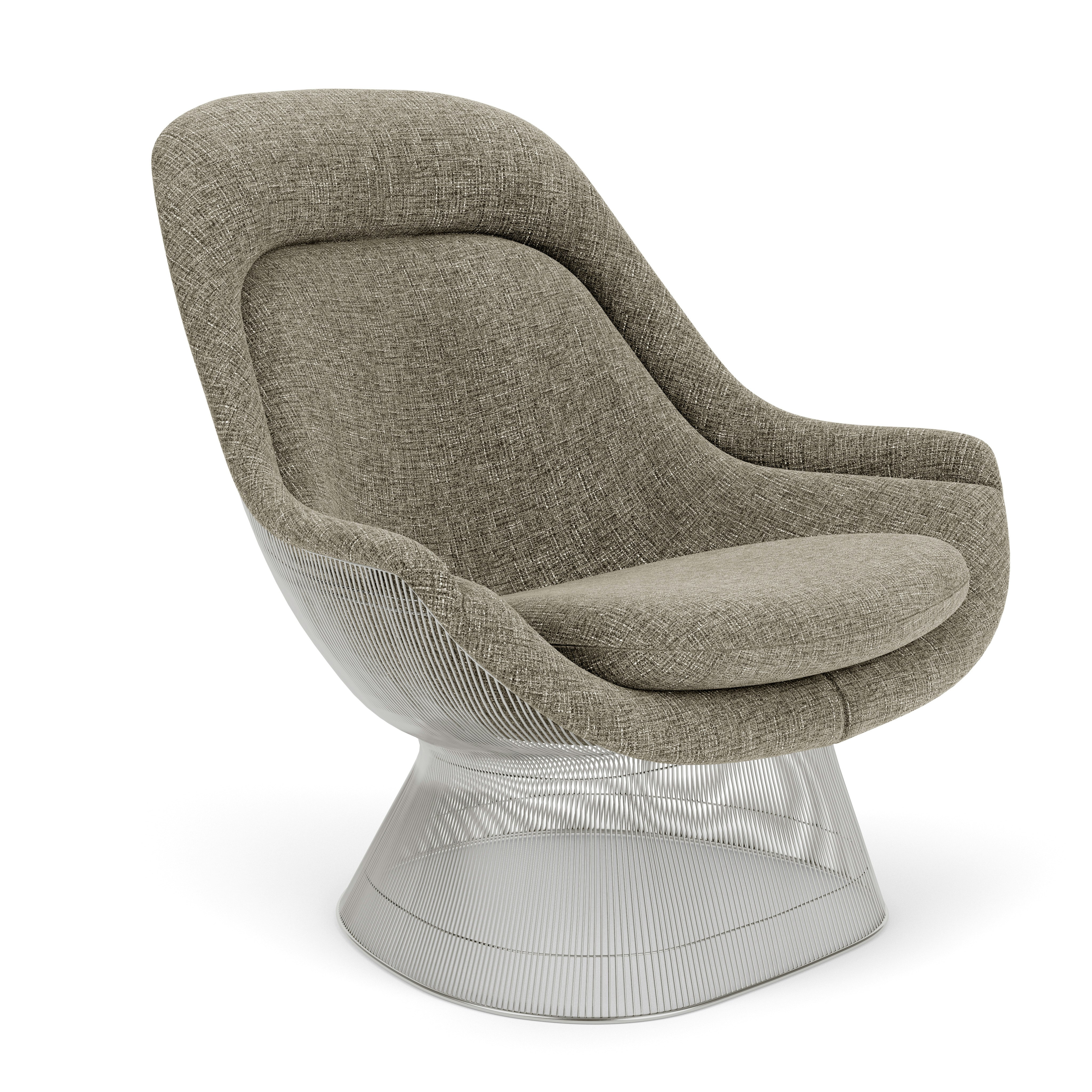 Platner Easy Chair, Diva, Platinum, Polished Nickel