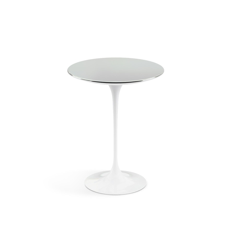 Saarinen Side Table - 16",  Round,  Chrome,  White"