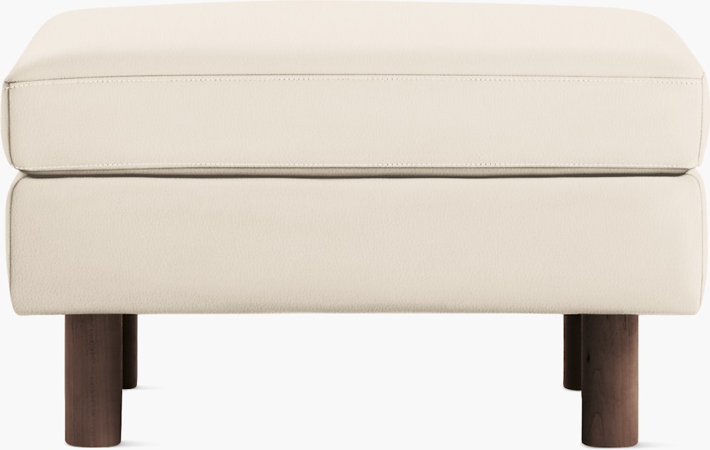 Lispenard Ottoman  in light beige leather  with 6" legs.