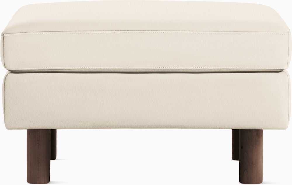 Lispenard Ottoman  in light beige leather  with 6" legs.