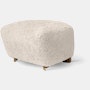 Tired Man Ottoman in Dark Stained Oak,  Sheepskin,  Moonlight