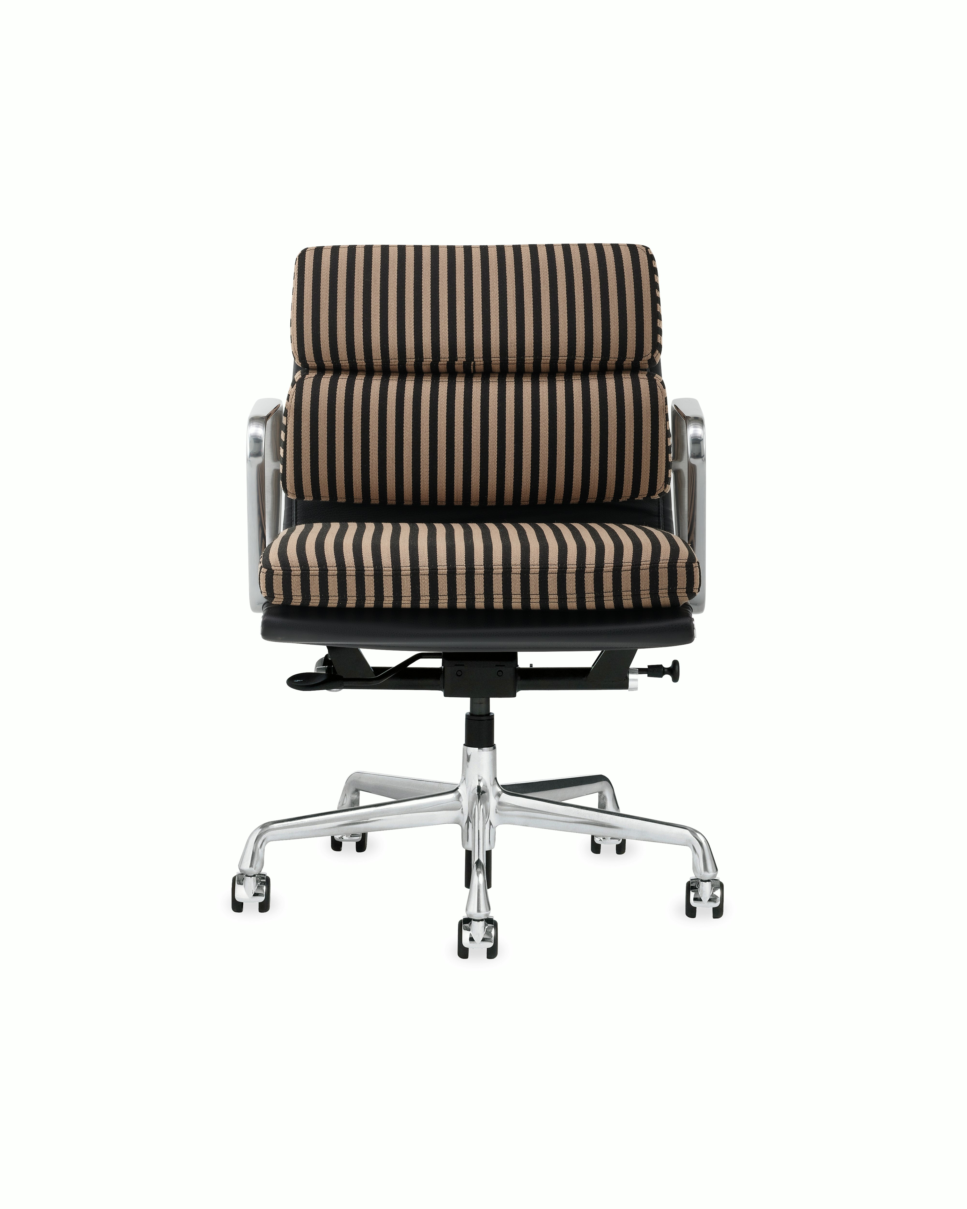 Eames Soft Pad Mgmt - Toostripe Black/Raw Umber / Prone Leather Obsidian,  Pol Alum,  Pneumatic Lift