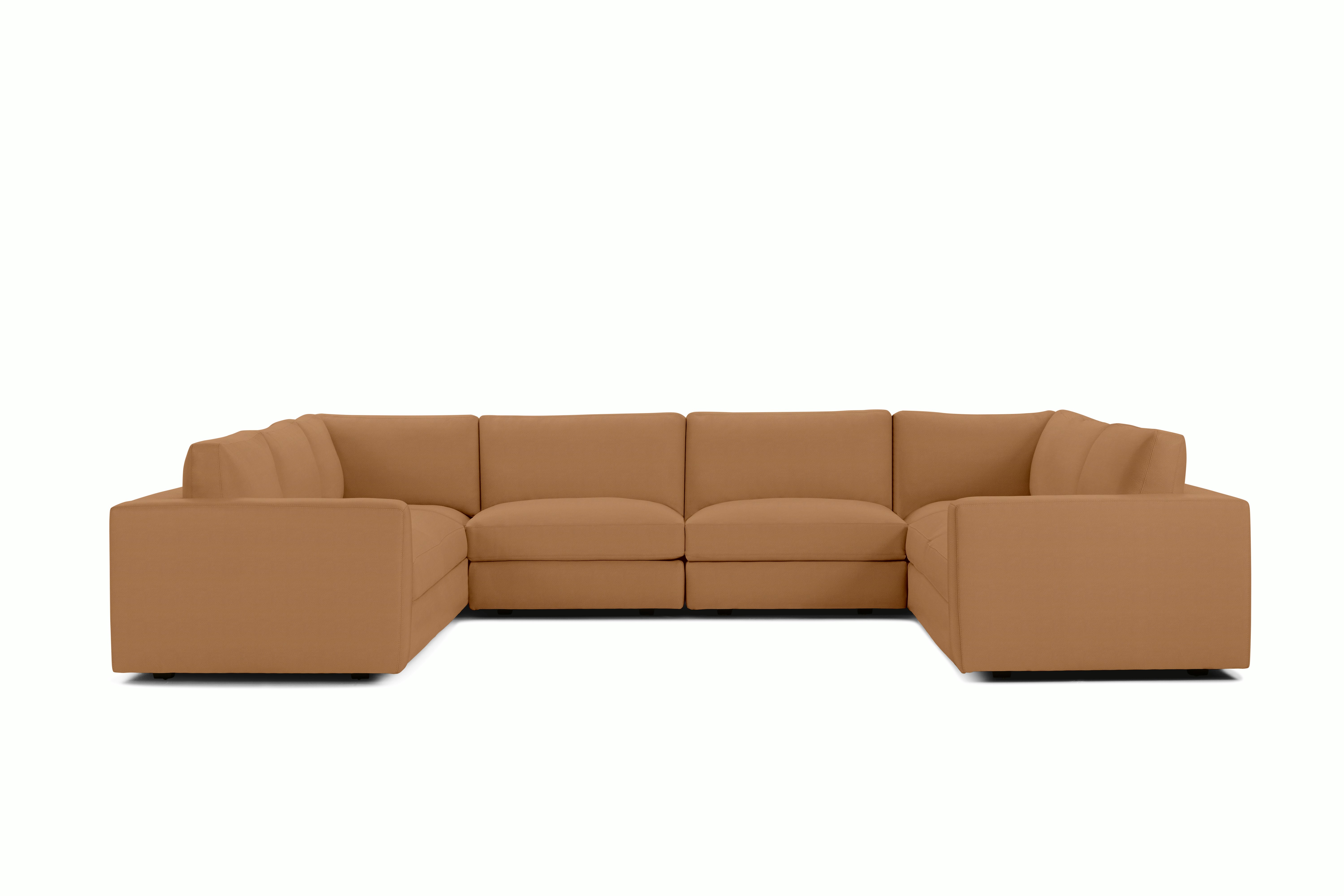 Reid Corner Sectional - U Shaped Sectional,  Standard,  Prone Leather,  Bricolage,  1" Block"