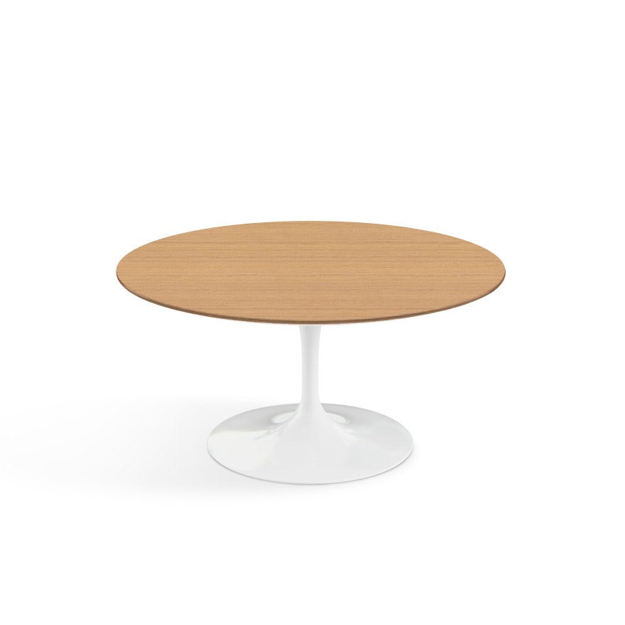 Saarinen Coffee Table - 35",  Round,  Veneer,  Light Oak,  White"