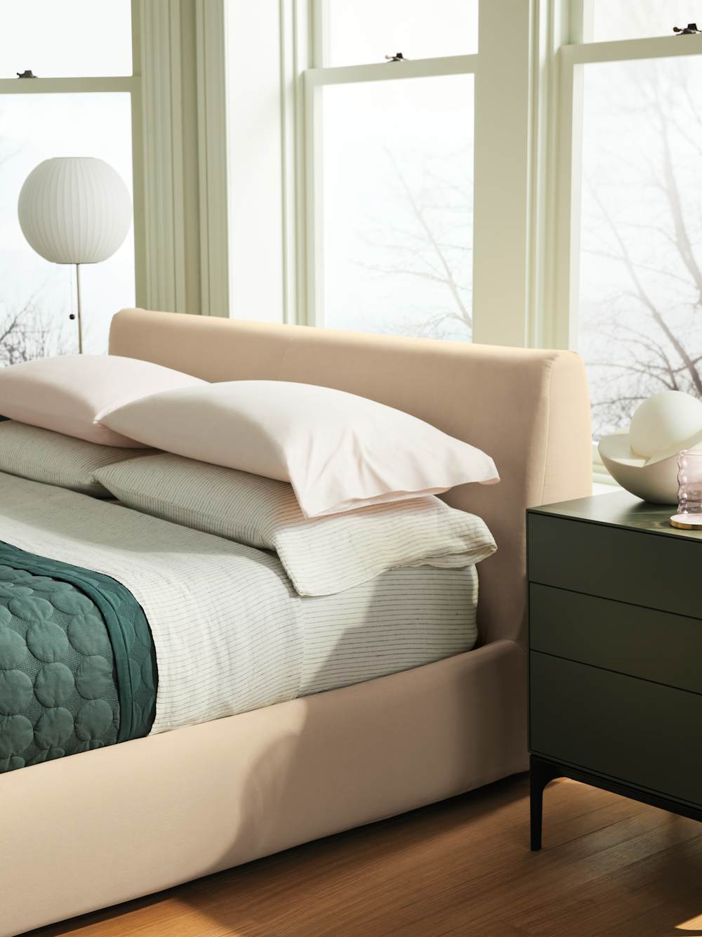 Nest Storage Bed with Lauki Beside and DWR Bedding