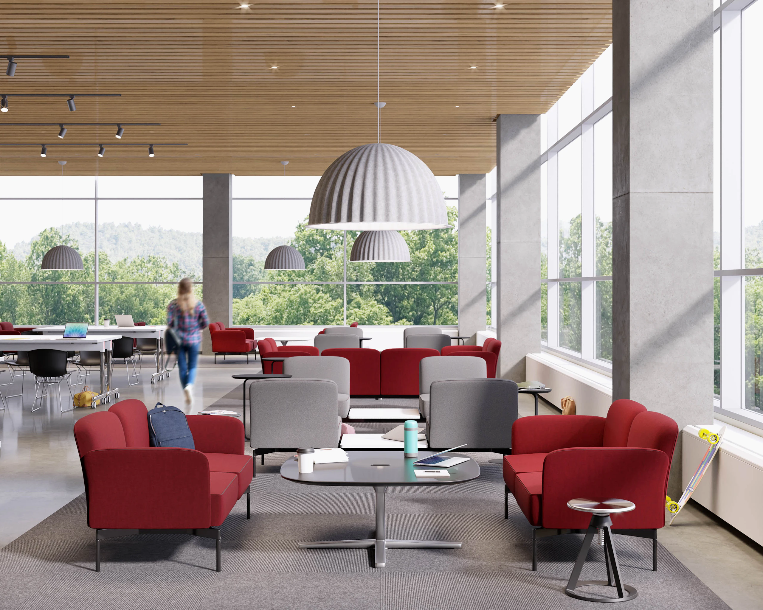 Pixel Lounge Pixel C Leg Table A Series Bertoia Molded shell side chair Islands X-base soft square table Piton Stool