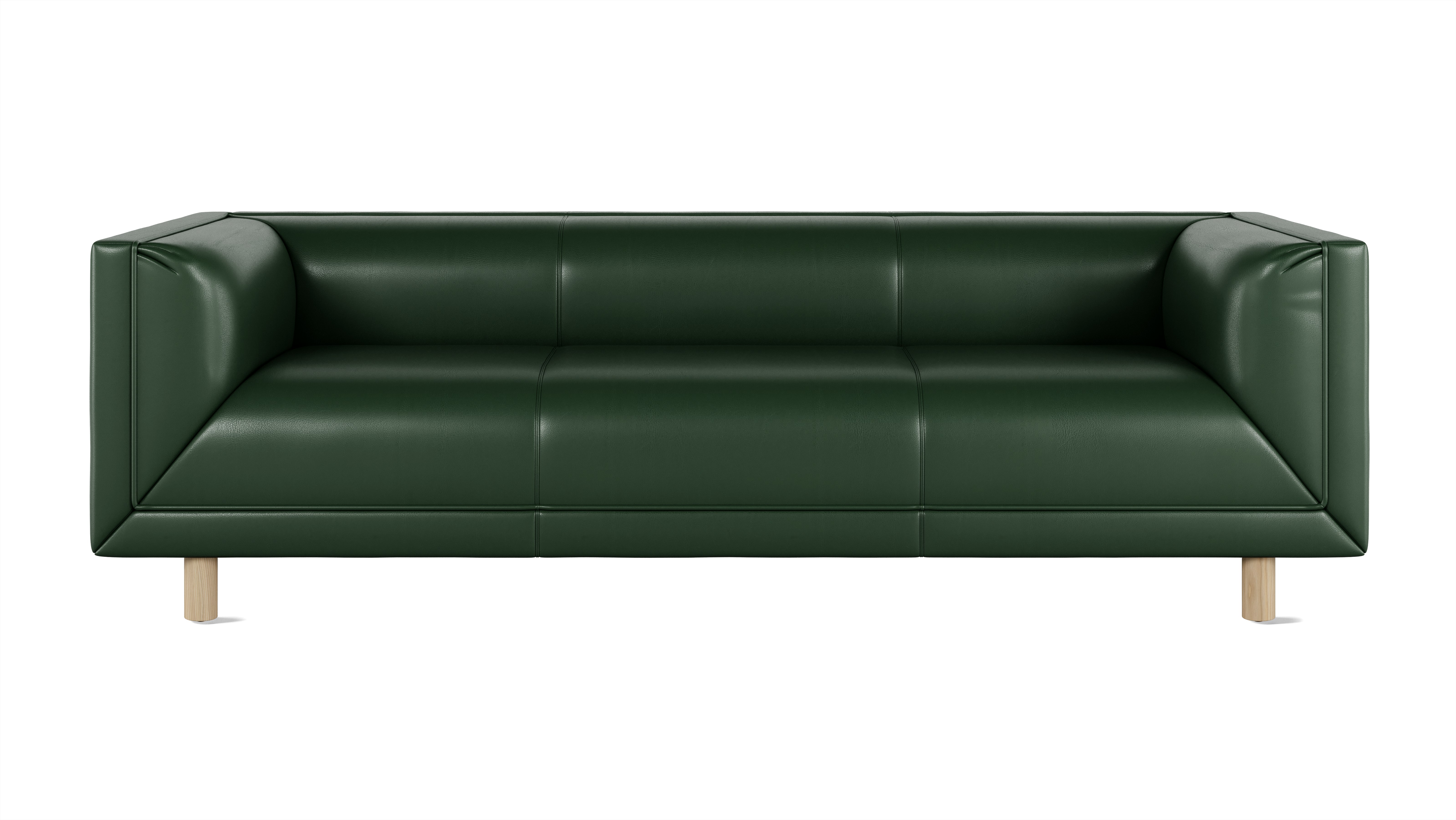 Rolled Arm Sofa 84,  Prone Leather,  Vine,  White Ash
