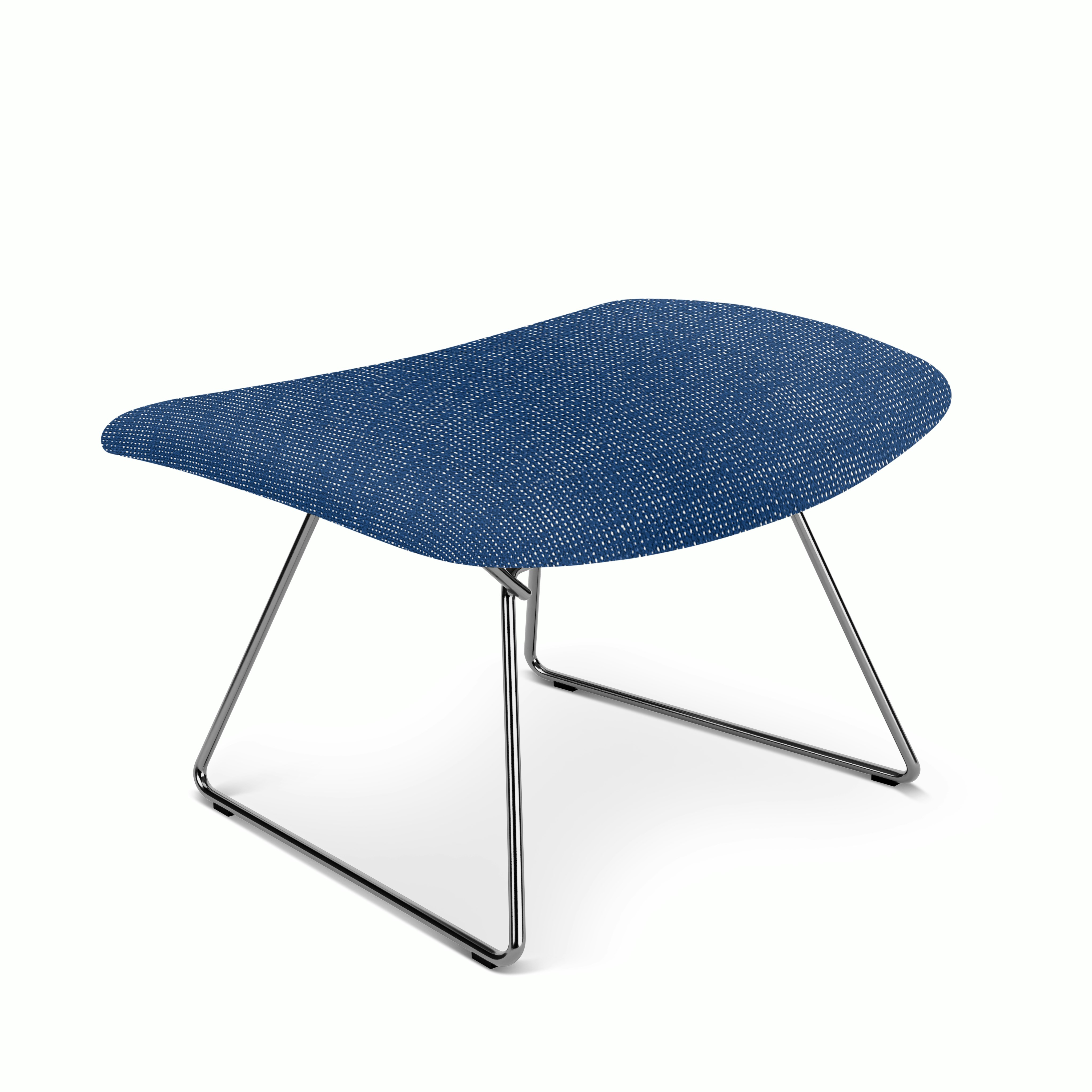 Bertoia Bird Ottoman,  Polished Chrome,  Full Cover,  Prestini,  Royal and White