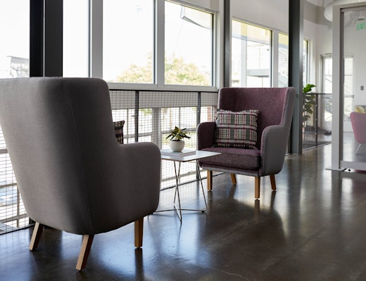 Rockwell Unscripted Individual Refuge with Highback Chairs rockwell unscripted highback lounge occasional table square side table creative wall banquette booths private enclave refuge hospitality