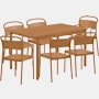 Linear Dining Set - 55" Table,  2 Armchairs,  & 4 Side Chairs,  Burnt Orange"