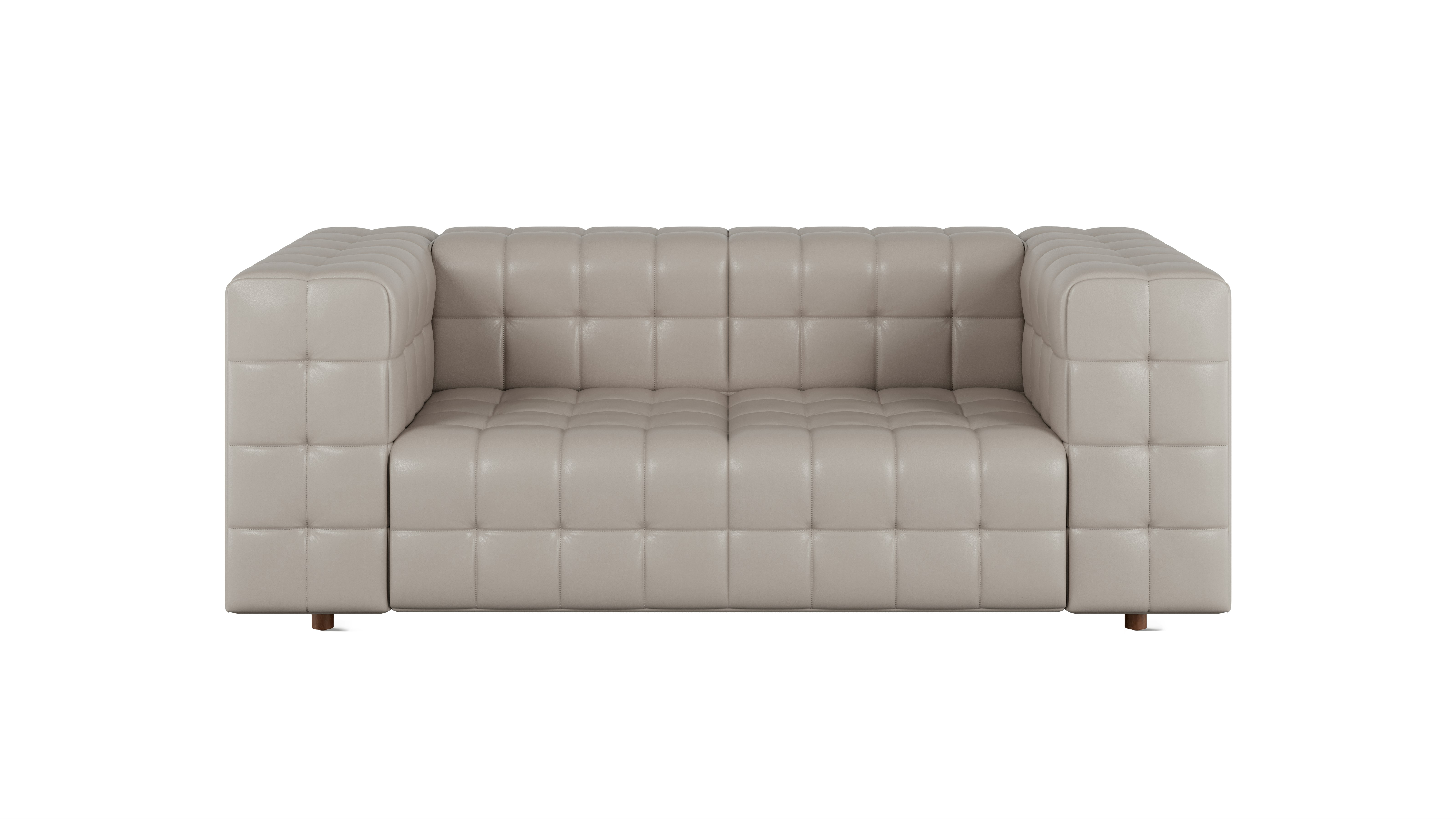 Rapport Sofa 2 Seater in Prone Leather Lute with Walnut Legs