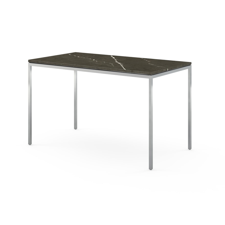 Florence Knoll Mini Desk - Satin Grigio Marquina, Polished Chrome