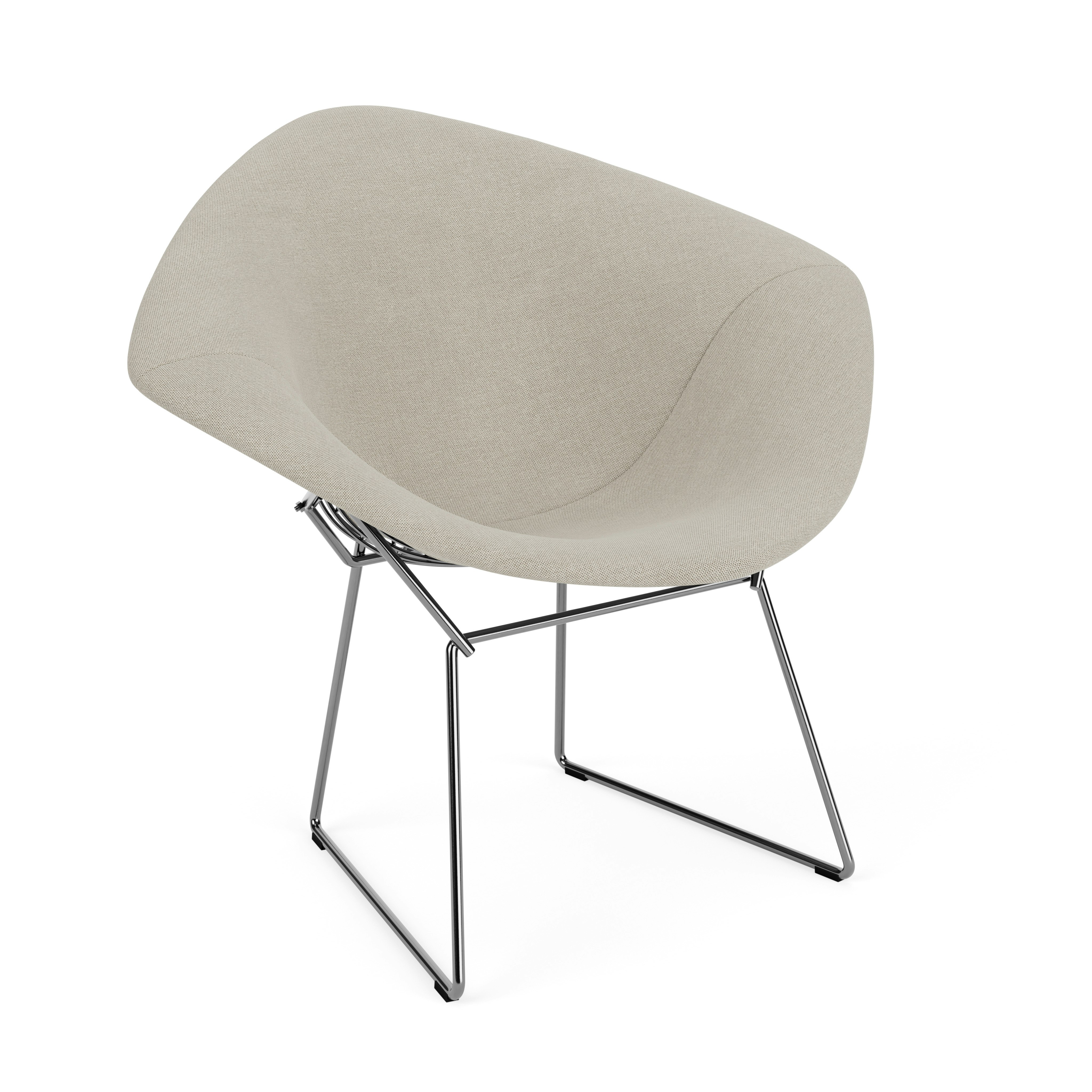 Bertoia Diamond Chair, Polished Chrome, Full Cover, Crossroad, Almond