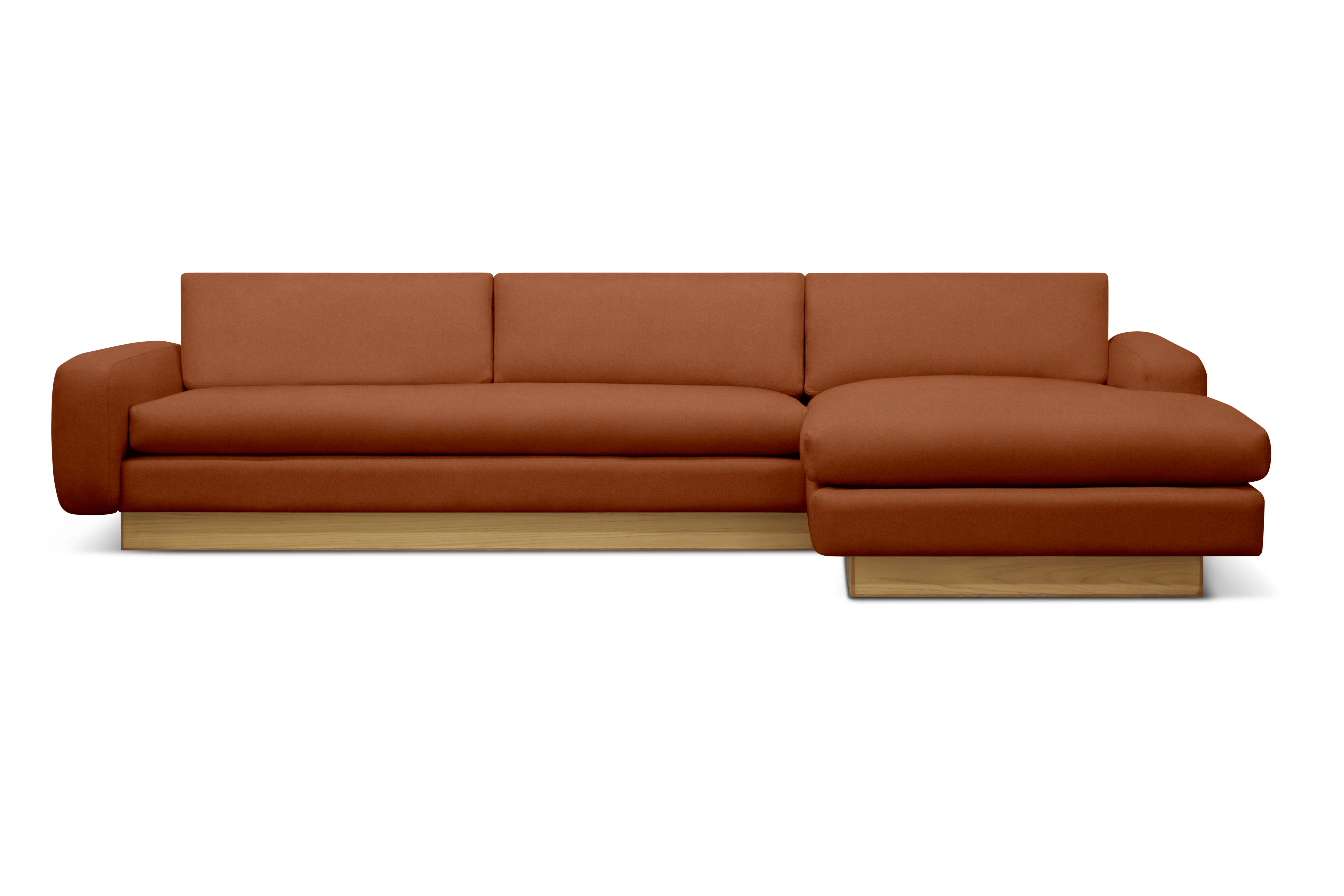 Mesa Sectional with Chaise - Right,  Marquis Velvet,  Rust,  Oak